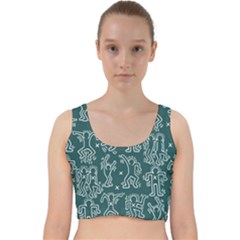 Doodle Pattern Velvet Racer Back Crop Top by Valentinaart