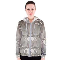 Wonderful Decorative Spider With Hearts Women s Zipper Hoodie by FantasyWorld7