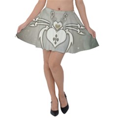 Wonderful Decorative Spider With Hearts Velvet Skater Skirt by FantasyWorld7