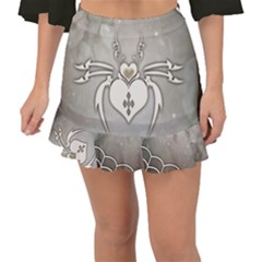 Wonderful Decorative Spider With Hearts Fishtail Mini Chiffon Skirt by FantasyWorld7