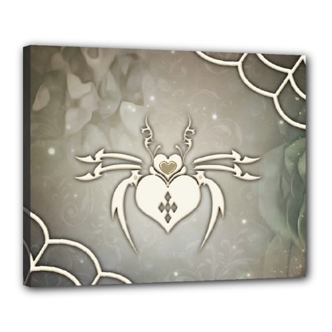 Wonderful Decorative Spider With Hearts Canvas 20  X 16  (stretched)