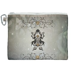 Wonderful Elegant Frog With Flowers Canvas Cosmetic Bag (xxl) by FantasyWorld7