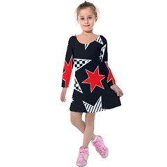 Questioning Anything - Star Design Kids  Long Sleeve Velvet Dress by WensdaiAmbrose