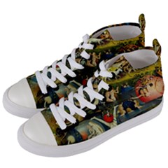 Hieronymus Bosch The Garden Of Earthly Delights (closeup) 2 Women s Mid-top Canvas Sneakers