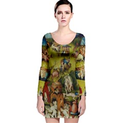 Hieronymus Bosch The Garden Of Earthly Delights (closeup) Hieronymus Bosch The Garden Of Earthly Delights (closeup) 3 Long Sleeve Velvet Bodycon Dress by impacteesstreetwearthree