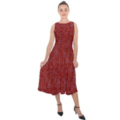 Rustic Red Midi Tie-back Chiffon Dress by 1dsign