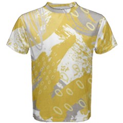 Ochre Yellow And Grey Abstract Men s Cotton Tee by charliecreates