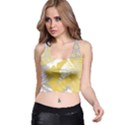 Ochre yellow and grey abstract Racer Back Crop Top View1