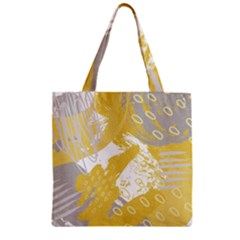 Ochre Yellow And Grey Abstract Zipper Grocery Tote Bag