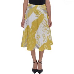 Ochre Yellow And Grey Abstract Perfect Length Midi Skirt by charliecreates