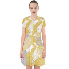 Ochre Yellow And Grey Abstract Adorable In Chiffon Dress by charliecreates