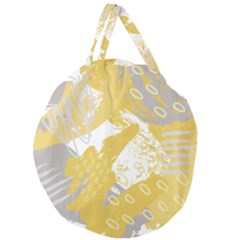 Ochre Yellow And Grey Abstract Giant Round Zipper Tote by charliecreates