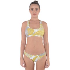 Ochre Yellow And Grey Abstract Cross Back Hipster Bikini Set by charliecreates