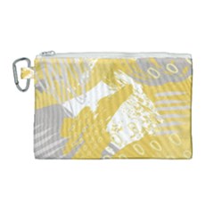 Ochre Yellow And Grey Abstract Canvas Cosmetic Bag (large)