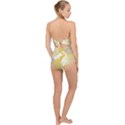 Ochre yellow and grey abstract Scallop Top Cut Out Swimsuit View2