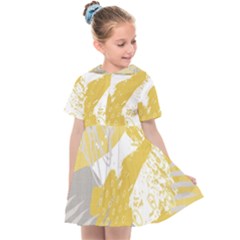 Ochre Yellow And Grey Abstract Kids  Sailor Dress by charliecreates