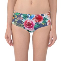 Watercolour Floral  Mid-waist Bikini Bottoms by charliecreates