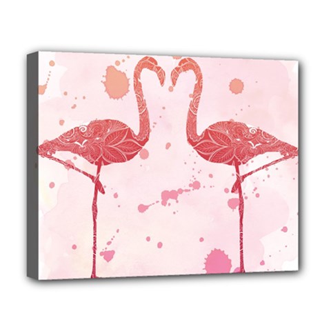 Pink Watercolour Flamingo Deluxe Canvas 20  X 16  (stretched) by charliecreates