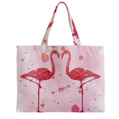 Pink Watercolour Flamingo Zipper Mini Tote Bag by charliecreates