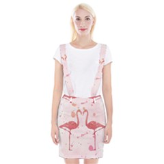 Pink Watercolour Flamingo Braces Suspender Skirt by charliecreates