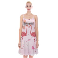 Pink Watercolour Flamingo Spaghetti Strap Velvet Dress by charliecreates