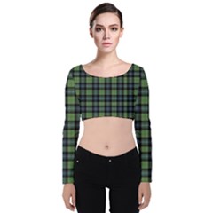 Abercrombie Tartan Velvet Long Sleeve Crop Top