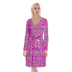 From The Sky Came Flowers In Peace Long Sleeve Velvet Front Wrap Dress by pepitasart