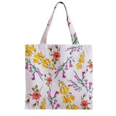 Wild Flower Zipper Grocery Tote Bag by charliecreates