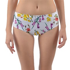 Wild Flower Reversible Mid-waist Bikini Bottoms by charliecreates