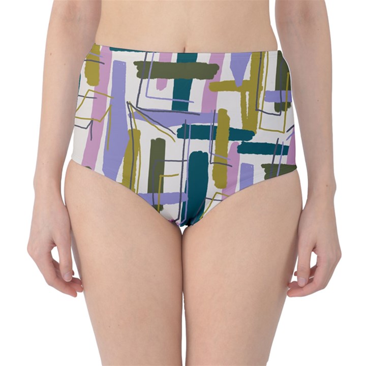 Modernist Pink High-Waist Bikini Bottom