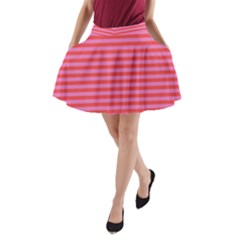 Love Sick - Bubblegum Pink Stripes A-line Pocket Skirt by WensdaiAmbrose