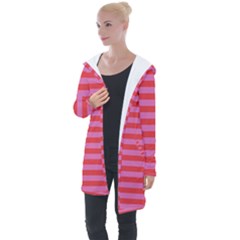 Love Sick - Bubblegum Pink Stripes Longline Hooded Cardigan by WensdaiAmbrose
