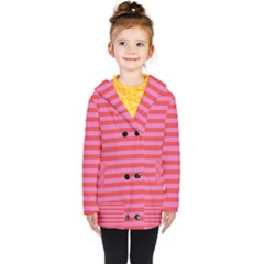Love Sick - Bubblegum Pink Stripes Kids  Double Breasted Button Coat by WensdaiAmbrose