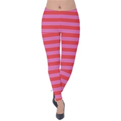 Love Sick - Bubblegum Pink Stripes Velvet Leggings by WensdaiAmbrose