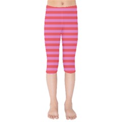 Love Sick - Bubblegum Pink Stripes Kids  Capri Leggings  by WensdaiAmbrose