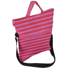 Love Sick - Bubblegum Pink Stripes Fold Over Handle Tote Bag by WensdaiAmbrose