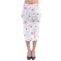 Floral Pattern Background Midi Pencil Skirt by Pakrebo
