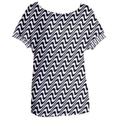 Insomnia - Black & White Stripes Women s Oversized Tee by WensdaiAmbrose