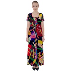 Kandinsky Composition X High Waist Short Sleeve Maxi Dress by impacteesstreetwearthree