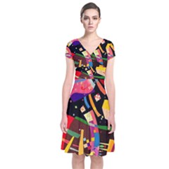 Kandinsky Composition X Short Sleeve Front Wrap Dress by impacteesstreetwearthree