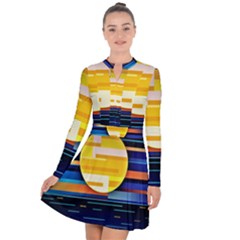 Background Abstract Horizon Long Sleeve Panel Dress by Pakrebo