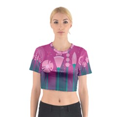 Floral Flowers Abstract Pink Cotton Crop Top by Pakrebo