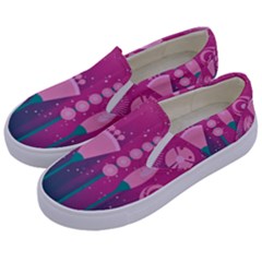 Floral Flowers Abstract Pink Kids  Canvas Slip Ons by Pakrebo
