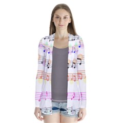 Music Background Music Note Drape Collar Cardigan by Pakrebo