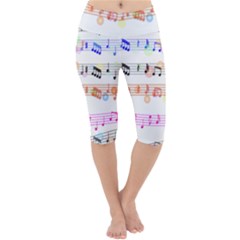 Music Background Music Note Lightweight Velour Cropped Yoga Leggings by Pakrebo