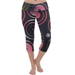 Circles Pinks Yellows Design Capri Yoga Leggings