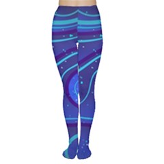 Wavy Abstract Blue Tights