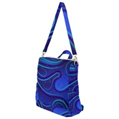 Wavy Abstract Blue Crossbody Backpack by Pakrebo