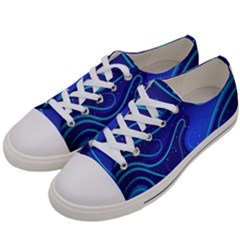 Wavy Abstract Blue Women s Low Top Canvas Sneakers
