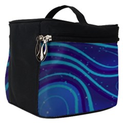Wavy Abstract Blue Make Up Travel Bag (small) by Pakrebo